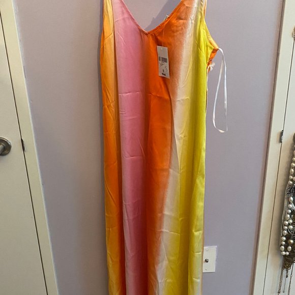 Forever21 Satin Multicolor Ombre Maxi Dress NWT - Picture 6 of 6